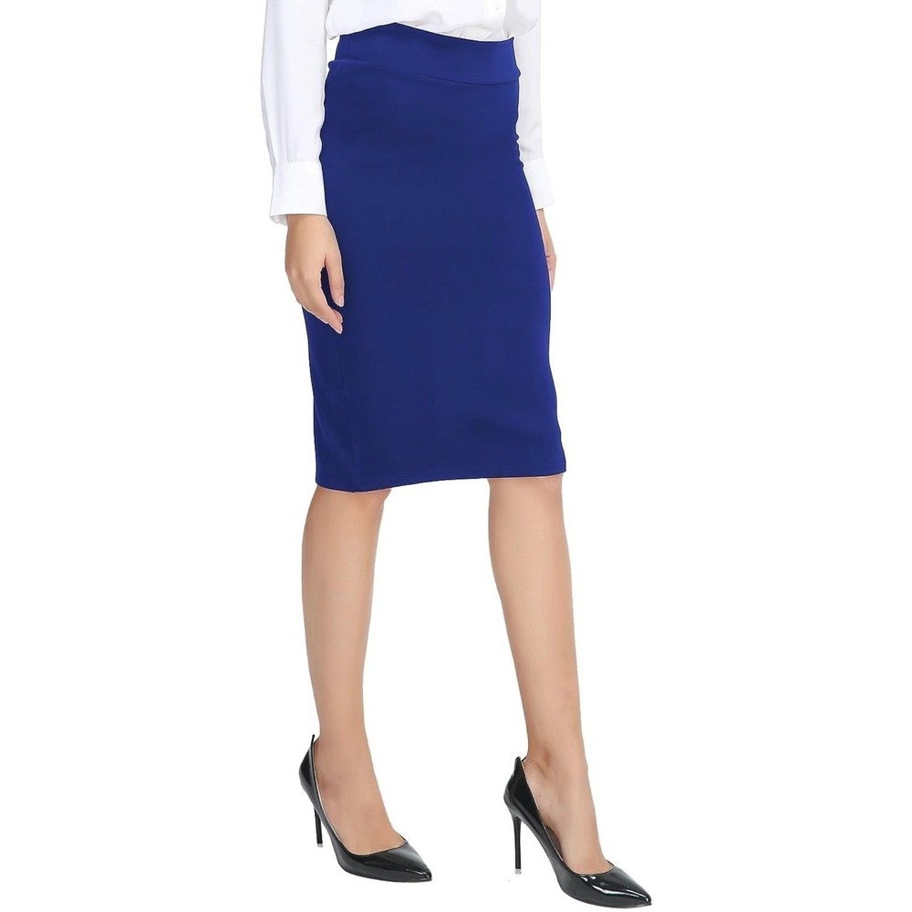 Urban Coco Royal Blue High Waist Bodycon Pencil Midi Skirt Womens Size Medium